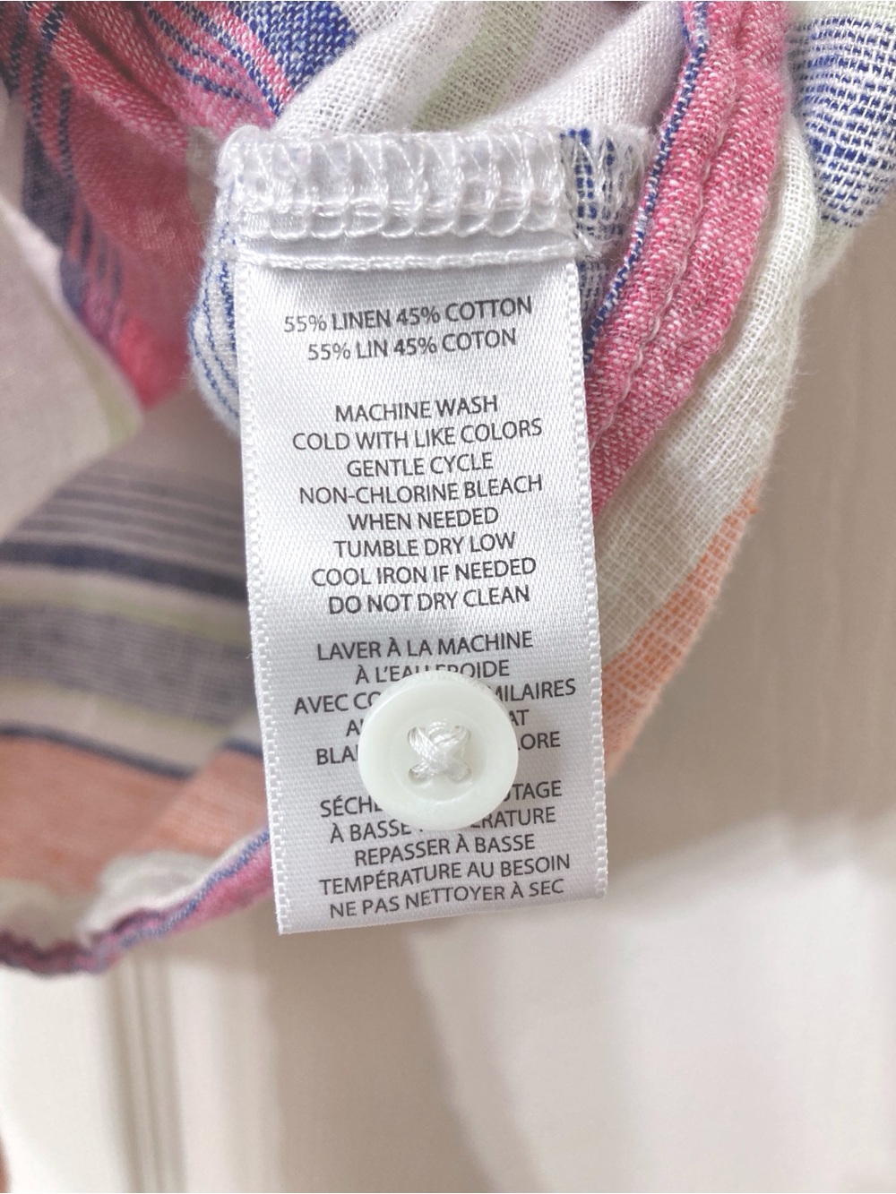 Beach Lunch Lounge White Striped Linen Blend Collared Shirt Small Preppy Resort - Picture 5 of 5